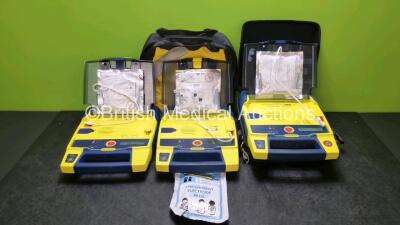 3 x Cardiac Science Powerheart AED G3 Automated External Defibrillators (All Power Up) In 2 x Carry Cases *Uk Shipping / Collection Only*