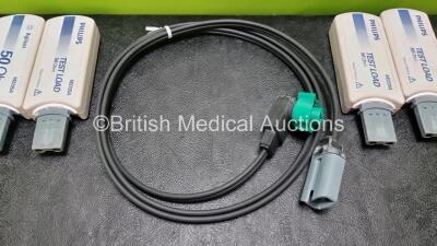 Job Lot Including 3 x Philips M3725A Test Loads, 1 x Philips M3725A Test Load and 1 x Philips Paddle Lead - 4