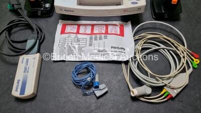 Philips Heartstart XL Smart Biphasic Defibrillator (Powers Up) Including Pacer, ECG, SpO2, Printer Options with 1 x Apex / Sternum External Hard Paddle and 1 x M3725A Test Load, 1 x SpO2 Finger Sensor and 1 x 3 Lead ECG Lead - 5