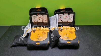 2 x Physio Control Lifepak CR Plus Defibrillators *Mfd 2016 / 2016* with 2 x Electrode Pads *Both in Date* and 2 x Res-Cue Masks in 2 x Carry Cases