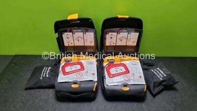 2 x Physio Control Lifepak CR Plus Defibrillators *Mfd 2016 / 2016* with 2 x Electrode Pads *Both in Date* and 2 x Res-Cue Masks in 2 x Carry Cases