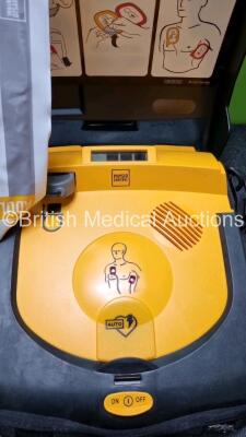 2 x Physio Control Lifepak CR Plus Defibrillators *Mfd 2015 / 2015* with 1 x Electrode Pads *Both in Date* and 2 x Res-Cue Masks in 2 x Carry Cases - 3