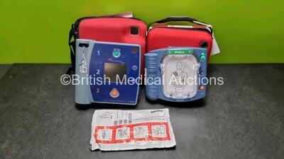 Job Lot Including 1 x Philips Heartstart HS1 Defibrillator (Powers Up) with 1 x M5070A Battery *Install Before 2028* In Carry Case and 1 x Agilent Heartstream FR2 Defibrillator (No Power)