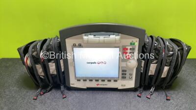 GS Corpuls3 Slim Defibrillator Ref : 04301 (Powers Up) with Corpuls Patient Box Ref : 04200 (Powers Up) with Pacer, Oximetry, ECG-D, ECG-M, CO2, CPR, NIBP and Printer Options, 4 and 6 Lead ECG Leads, SPO2 Finger Sensor, Hose, Paddle Lead, CO2 Cable, 3 x B