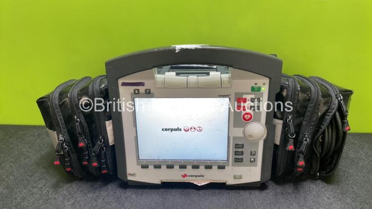 GS Corpuls3 Slim Defibrillator Ref : 04301 (Powers Up) with Corpuls Patient Box Ref : 04200 (Powers Up) with Pacer, Oximetry, ECG-D, ECG-M, CO2, CPR, NIBP and Printer Options, 4 and 6 Lead ECG Leads, SPO2 Finger Sensor, Hose, Paddle Lead, CO2 Cable, 3 x B