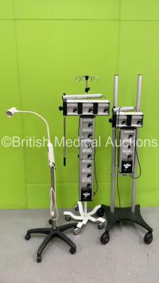 Mixed Lot Including 1 x Brandon Examination Lamp (No Bulb) and 2 x Alaris Infusion Pump Stands