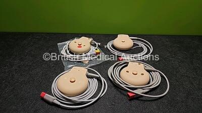 Job Lot Including 2 x Philips Toco+ Fetal Transducers (1 x Damaged - See Photo), 1 x Philips Toco Fetal Transducer and 1 x Philips US Fetal Transducer *Untested*