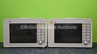 2 x Drager Infinity Delta Patient Monitor with HemoMed 1, Aux/Hemo 2, Aux/Hemo 3, NBP and MultiMed Options (Both Untested Due to No Power Supply, Both with Damage to Casing - See Photos)