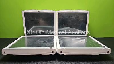 4 x GE D19KT Display Monitors (All Power Up, 4 x Missing Top Light Covers, 4 x Scratched Screens - See Photos)