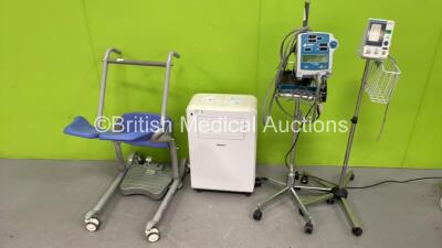 1 x Johnson and Johnson Critikon Dinamap Compact TS Vital Signs Monitor on Stand with Power Supply (Powers Up with Faulty Display) 1 x Omron HEM-907 Digital Blood Pressure Meter (No Power Supply) 1 x Drive Patient Standing Aid and 1 x iGENIX Air Con Unit 