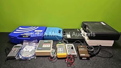 Mixed Lot Including 1 x Bio-Tek Phototherapy Radiometer 45nm Model 74345 with Attachment in Case, 1 x Vygon Plexival Peripheral Nerve Stimulator with Attachment in Case, 1 x ETI 2202 Thermometer with Attachments in Case, 1 x PMA-1 External Pacemaker Analy