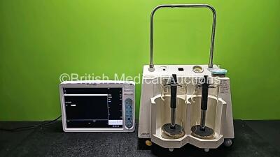 Mixed Lot Including 1 x Eschmann VP35 Suction Unit (No Power, Missing Switch and Dial - See Photos) with 2 x Suction Cups with 2 x Missing Suction Cup Leads and 1 x Welch Allyn 1500 Patient Monitor with EKG/ECG, SpO2, NIBP, IBP1, IBP2, T1 and CO2 Options 