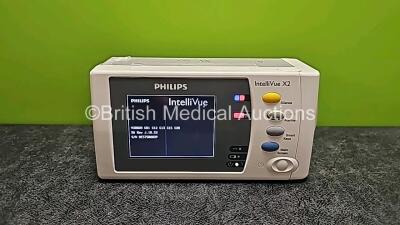 Philips IntelliVue X2 Handheld Patient Monitor (Powers Up with Stock Battery - Stock Battery Not Included, Damaged Casing - See Photos)