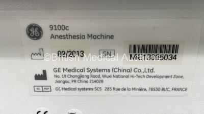 Datex-Ohmeda 9100c Anaesthesia Machine Software Version 1.2 with Datex-Ohmeda Sevotec 5 Sevoflurane Vaporizer, Datex-Ohmeda Isotec 5 Isoflurane Vaporizer, GE Carescape B650 Monitor with E-PSM-01 Multiparameter Module with NIBP, T1, T2, SPO2 and ECG Option - 8