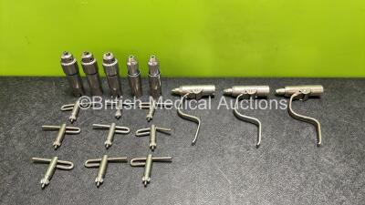 Job Lot Including 3 x Stryker 4100-131 Drill Attachments, 2 x Stryker 4100-110 Drill Attachments, 3 x Stryker 4100-062-000 Wire Collets and 9 x Chuck Keys