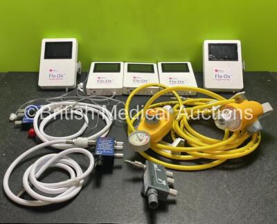 Mixed Lot Including 5 x Oxford Optronix Flo-Ox Oxygen Monitors (1 x Cracked Screen - See Photos) 2 x UCL Ventura Valves with Hoses, 1 x Whisper Flow Valve and 2 x Penlon High Vacuum Valves with Hoses