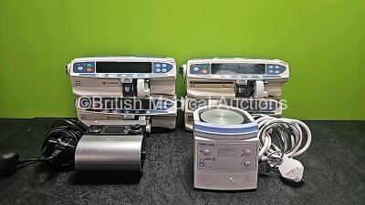 Mixed Lot Including 4 x CareFusion Alaris CC Syringe Pumps (3 x Power Up and 1 x Draw Power with Blank Screen), 1 x ResMed Escape EPR S9 CPAP Unit with Power Supply (Powers Up) and 1 x Fisher & Paykel MR850AEK Respiratory Humidifier Unit (Powers Up),