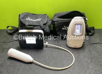 Job Lot Including 1 x Niox Vero Aerocrine AB 12-1000 Airway Monitor *Mfd 2020* with Handpiece and Power Supply and 1 x Niox Mino Sampling Adapter *Mfd 2020* with Power Supply in Carry Bags (Both Power Up) *SN 0038021 / 041201119*