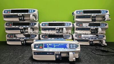 8 x CareFusion Alaris CC Guardrails Plus Syringe Pumps and 1 x BD Alaris Guardrails Plus Syringe Pump (All Power Up) *SN 370025293 / 370025304 / 370025110 / 135276434 / 370025238 / 37000818 / 370025237 / 370070055 / 370008187*