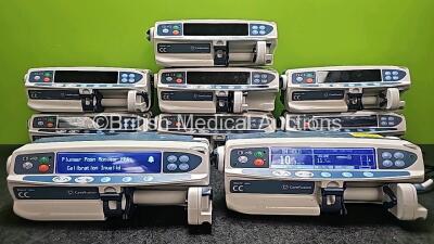 9 x CareFusion Alaris CC Plus Syringe Pumps (All Power Up with 2 x Calibration Invalid Message - See Photos) *SN 135275757 / 135275726 / 370025252 / 135174792 / 135291551 / 370059670 / 135277478 / 135186411 / 135296446*