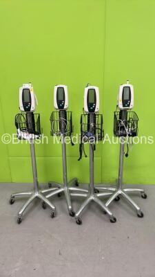 4 x Welch Allyn 420 Series Vital Signs Monitors on Stands (All Power Up)