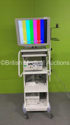 Olympus Stack Trolley with Sony Monitor and Olympus OTV-SI Digital Processor (Powers Up) *S/N 3000967 / 7255650*