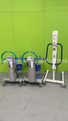 2 x Arjo Encore Electric Patient Hoists with Controller (Not Power Tested Due to No Batteries) and 1 x Arjo Ambulift Electric Patient Hoist with Controller (Not Power Tested Due to No Battery - Incomplete)