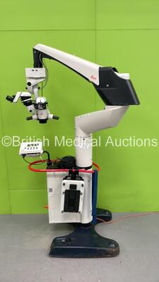 Leica M841 Dual Operated Surgical Microscope Version 2.01with 2 x Binoculars, 4 x 10x/21 Eyepieces, Leica WD=200 Lens and Footswitch (Powers Up with Good Bulb - Damage to Trim - See Pictures) *S/N 240103008*