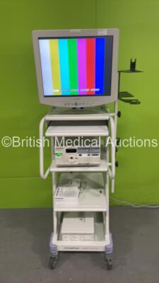 Olympus Stack Trolley with Sony Monitor and Olympus OTV-SI Digital Processor (Powers Up) *S/N 2010758 / 7054345*