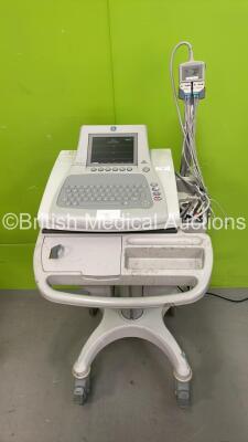 GE MAC 3500 ECG Machine on Stand with 10 Lead ECG Leads (Powers Up) *SCA08441607PA*