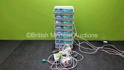 8 x B.Braun Infusomat Space Syringe Pumps (All Power Up) with 8 x Pole Clamps and 8 x Power Supplies (4 x Untested Power Supplies) *SN 437966 / 437845 / 438022 / 437092 / 437084 / 437928 / 437163 / 437893*