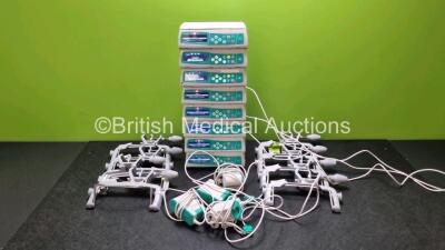 8 x B.Braun Infusomat Space Syringe Pumps (All Power Up) with 8 x Pole Clamps and 8 x Power Supplies (4 x Untested Power Supplies) *SN 437073 / 438018 / 437055 / 437050 / 437987 / 437157 / 437036 / 437940*