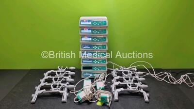 8 x B.Braun Infusomat Space Syringe Pumps (All Power Up) with 8 x Pole Clamps and 8 x Power Supplies (4 x Untested Power Supplies) *SN 437827 / 437916 / 437021 / 437923 / 437991 / 438028 / 437998*