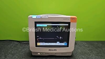 Philips IntelliVue MP5 Patient Monitor with Press, Temp, NBP, SPO2, ECG / Resp and CO2 Options (Powers Up, Damaged and Cracked Casing - See Photos) *C*