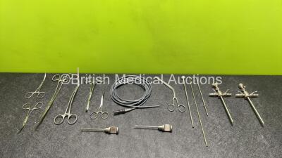 Job Lot of Surgical Instruments Including 2 x Karl Storz Cannulas and 1 x Diathermy Cable (Damaged Cable - See Photos)