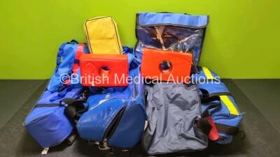 Job Lot of Various Ambulance Bags, 1 x Paramedic Vacuum Splint and 3 x Foam Head Blocks