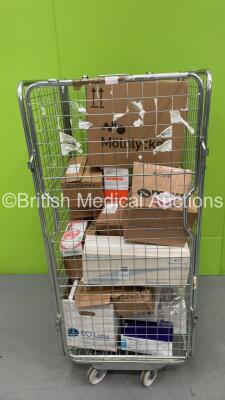 Job Lot of Laboratory Consumables Including Collecting Tubes, Single Use Tourniquets and Pink Coated Microscope Slides (Cage Not Included)