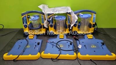 3 x LSU Laerdal Suction Units (All Power Up) with 3 x LSU Wall Brackets (2 x with Cut Cables) and Hoses