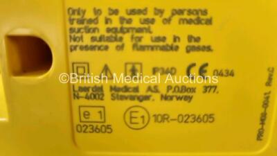 3 x LSU Laerdal Suction Units (All Power Up, 1 x Missing Battery Cover) with 3 x LSU Wall Brackets (2 x with Cut Cables) and Hoses - 7