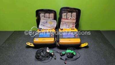 2 x Medtronic Physio Control Lifepak 1000 Defibrillators *Mfd 2008 / 2015* (Both Power Up) with 2 x 3 Lead ECG Leads, 2 x In Date Electrode Packs and 2 x Batteries *Install Before 2024*