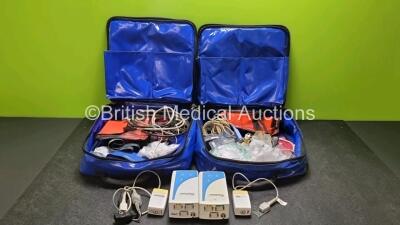 Job Lot Including 2 x Oralite Emergency Carry Bags, 1 x Masimo 800101 Mainstream Analyzers, 1 x Phase In 800101 Mainstream Analyzers,2 x Ortivus M531 Measuring Units and Various Patient Monitoring Cables