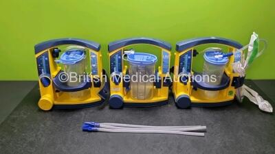 3 x LSU Laerdal Suction Units (All Power Up, 2 x with Damage to Casing - See Photo) with Hoses