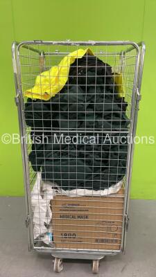 Cage of Ambulance Uniforms - Mix of Sizes, Coveralls and Masks (Cage Not Included - Out of Date)