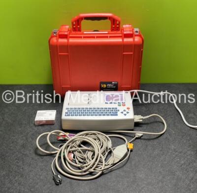 Schiller Cardiovit AT-101 ECG Machine with 10 Lead ECG Lead in Case (Powers Up with Slight Damage to Screen - See Photos)