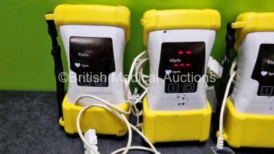 3 x BCI 3301 Pulse Oximeters in Yellow Cases (2 x Power Up 1 x Suspected Flat Battery) with 3 x SpO2 Finger Sensors - 2