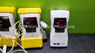 3 x BCI 3301 Pulse Oximeters in Yellow Cases (2 x Power Up 1 x Suspected Flat Battery) with 3 x SpO2 Finger Sensors - 5