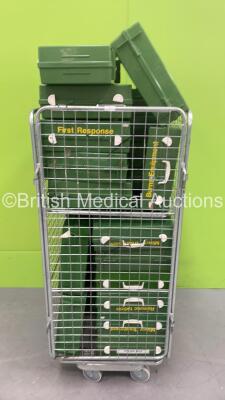 Cage of Plastic First Response Boxes (Empty - Cage Not Included)