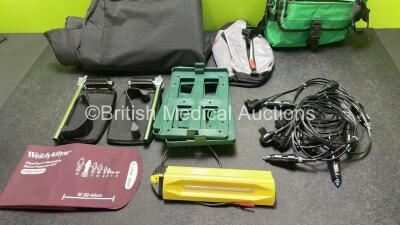 Job Lot Including 2 x Lomax 8.5 Wheelchair Footplates, 6 x Laerdal LSU DC Chargers, 1 x Steddal Zone Lighting Unit (Damage to Casing - See Photo) and 3 x Ambulance Bags - 2