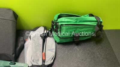 Job Lot Including 2 x Lomax 8.5 Wheelchair Footplates, 6 x Laerdal LSU DC Chargers, 1 x Steddal Zone Lighting Unit (Damage to Casing - See Photo) and 3 x Ambulance Bags - 9