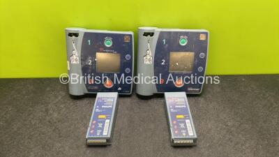 Job Lot Including 1 x Laerdal Heartstart FR2 Defibrillator and 1 x Agilent Heartstart FR2 Defibrillator with 2 x Philips M3863A Batteries (Both with No Power)